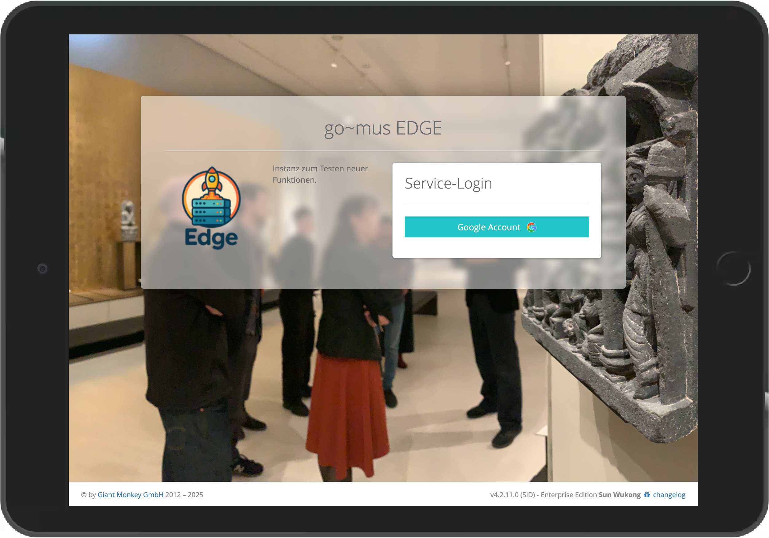 iPad Screenshot der Anmeldemaske mit Google Login
